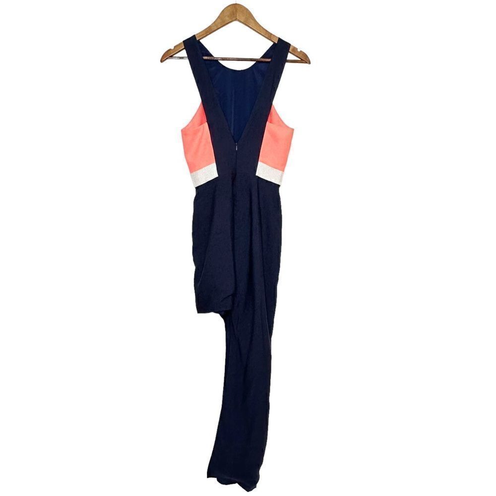 Finders Keepers Asymmetrical Maxi Mini Dress Navy Pink Extra Small - Picture 3 of 11